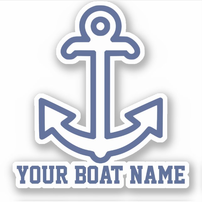 Personalisierter Blue Anchor Boat Decal Sticker (Vorderseite)