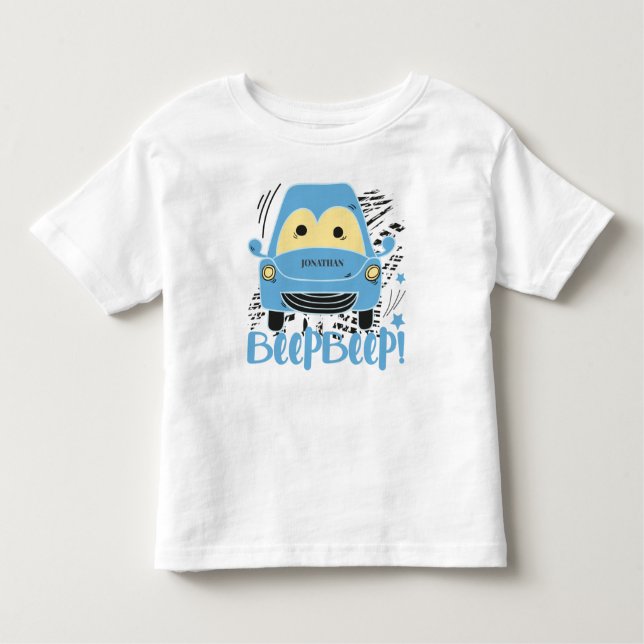 Personalisierter Blue Car Beep Beep Kleinkind T -  Kleinkind T-shirt (Vorderseite)