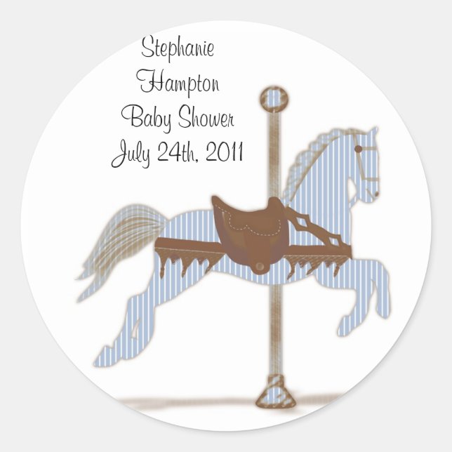 Personalisierter Blue Carousel Horse Sticker (Vorderseite)