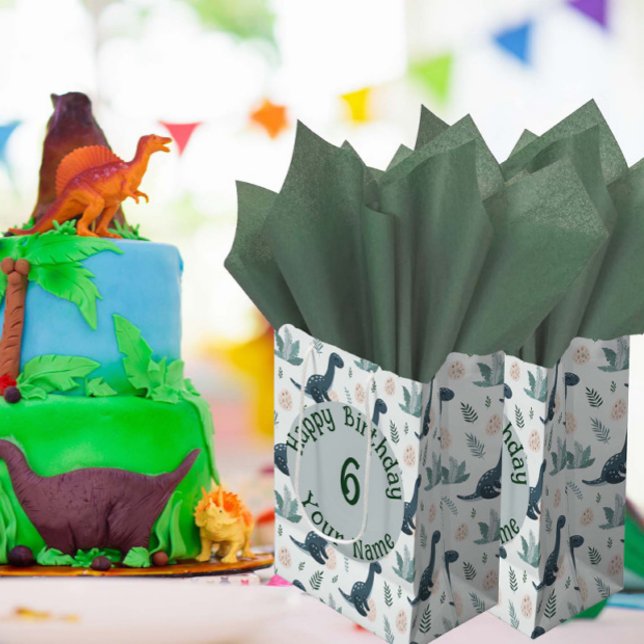 Personalisierter Blue Dinosaurier mit Foliage und  Mittlere Geschenktüte (Von Creator hochgeladen)
