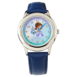 Personalisierter Blue Glitzer Princess Learning Armbanduhr