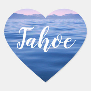 Personalisierter Blue Lake Tahoe Water Foto Herz-Aufkleber