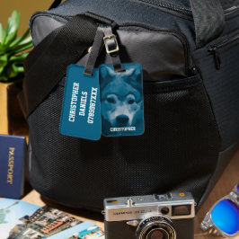 Personalisierter Blue-Lone-Wolf-Gepäcktag Gepäckanhänger