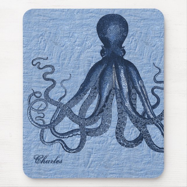 Personalisierter Blue Octopus Mouse Pad Mousepad (Vorne)