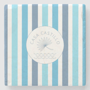 Personalisierter Blue Stripe Stone Untersetzer