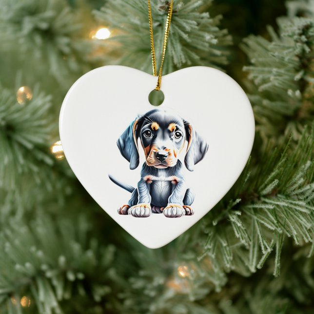 Personalisierter Bluetick Coonhound Welpenhund Keramik Ornament (Baum)