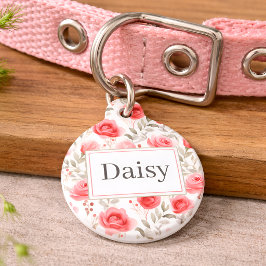 Personalisierter Blumen-Hundeanhänger mit Namen Haustiermarke