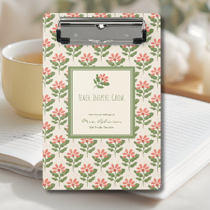 Personalisierter Blumen-Lehrerplaner Mini Klemmbrett