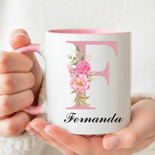 Personalisierter Blumen-Mug mit individuellem Name Tasse