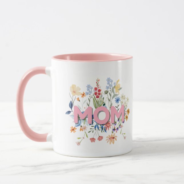 Personalisierter Blumen-Mutter-Tasse – Muttertagsg Tasse (Links)