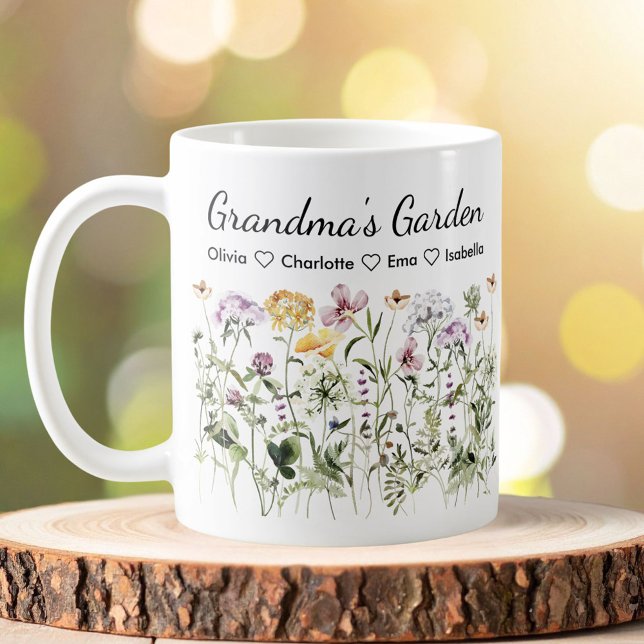 Personalisierter Blumen-Oma-Garten Muttertag  Kaffeetasse (In situ)