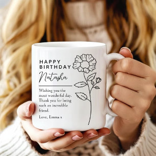 Personalisierter Blumen-Script-Geburtstagsbecher G Kaffeetasse