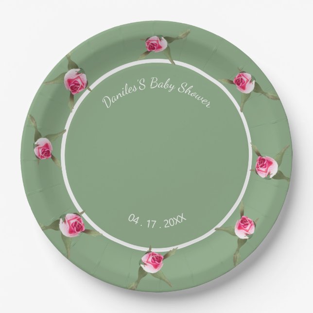 Personalisierter Blumen-Spray Pappteller (Vorderseite)