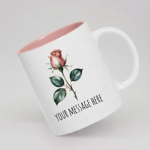 Personalisierter Blumen-Tasse Geschenk mit rosa Bl Zweifarbige Tasse