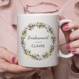 Personalisierter Blumen-Trauzeuginnen-Mug Kaffeetasse