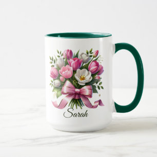 Personalisierter Blumen-Tulpen-Name-Mug Tasse