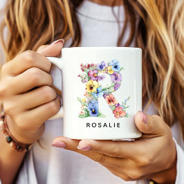 Personalisierter Blumenalphabet-Tasse zum Geburtst Kaffeetasse