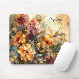 Personalisierter Blumenaquarell-Schreibtisch Mousepad