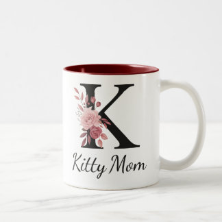 Personalisierter Blumenbecher – Buchstabe K mit Na Zweifarbige Tasse