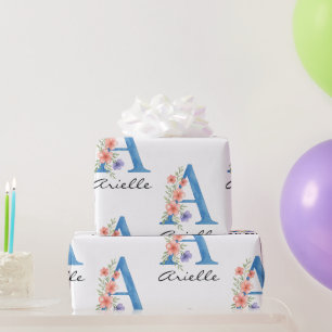Personalisierter Blumenbrief A monogramm Geschenkpapier