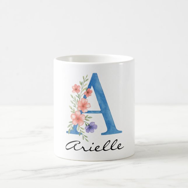 Personalisierter Blumenbrief A monogramm Kaffeetasse (Mittel)