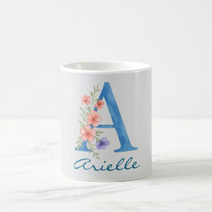 Personalisierter Blumenbrief A monogramm Kaffeetasse