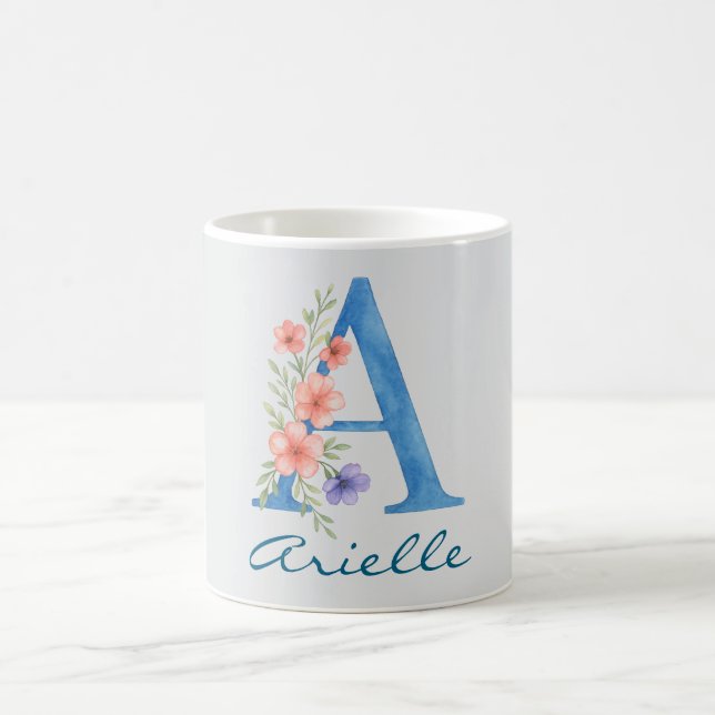 Personalisierter Blumenbrief A monogramm Kaffeetasse (Mittel)