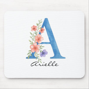 Personalisierter Blumenbrief A monogramm Mousepad