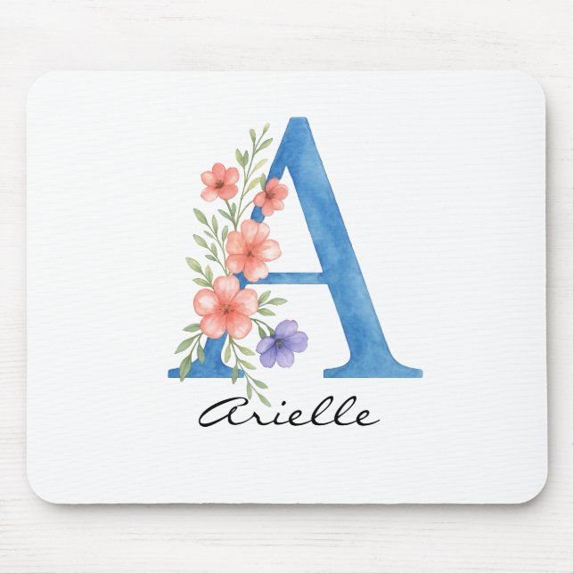 Personalisierter Blumenbrief A monogramm Mousepad (Vorne)