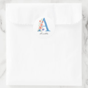 Personalisierter Blumenbrief A monogramm Runder Aufkleber