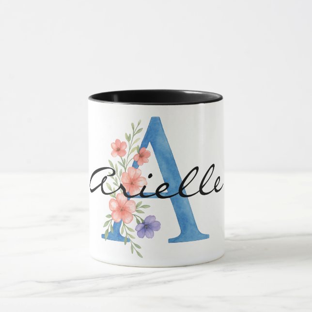 Personalisierter Blumenbrief A monogramm Tasse (Zentrum)