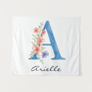 Personalisierter Blumenbrief A monogramm Wandteppich