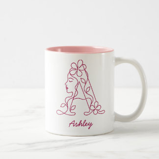 Personalisierter Blumenbuchstabe A-Becher | Benutz Zweifarbige Tasse