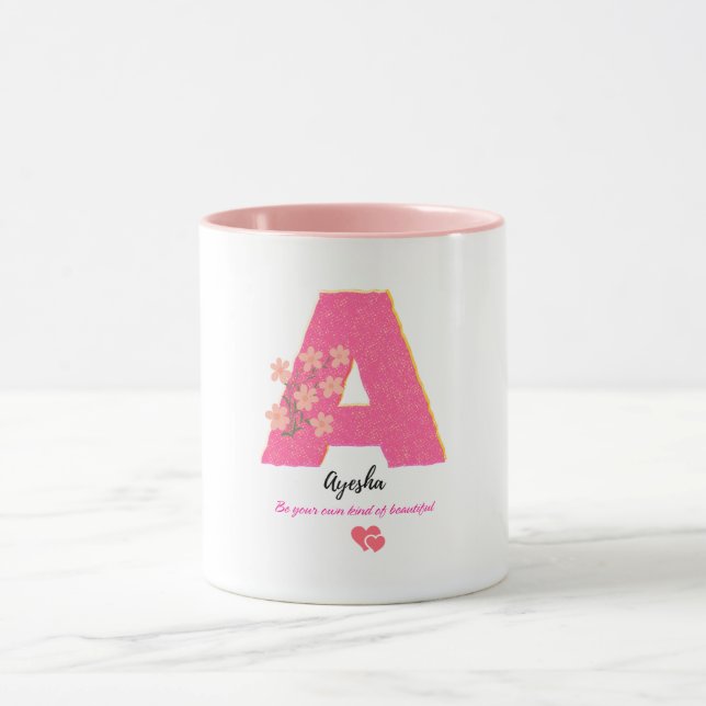 Personalisierter Blumenbuchstabe A Becher / elegan Tasse (Zentrum)