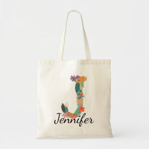 Personalisierter Blumenbuchstabe J Monogramm Botan Tragetasche