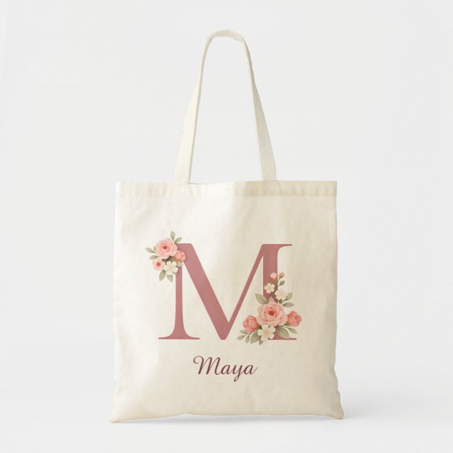 Personalisierter Blumenbuchstabe M Monogramm-Tasch Tragetasche (Vorne)