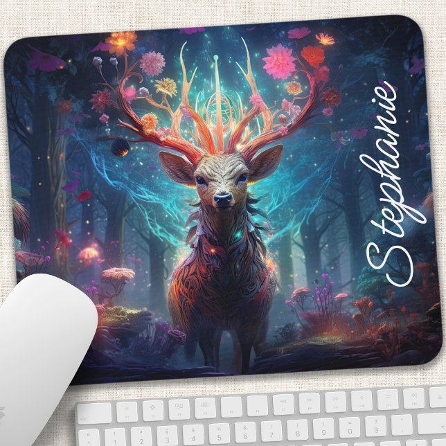 Personalisierter Blumener Hirsch Mousepad (Von Creator hochgeladen)