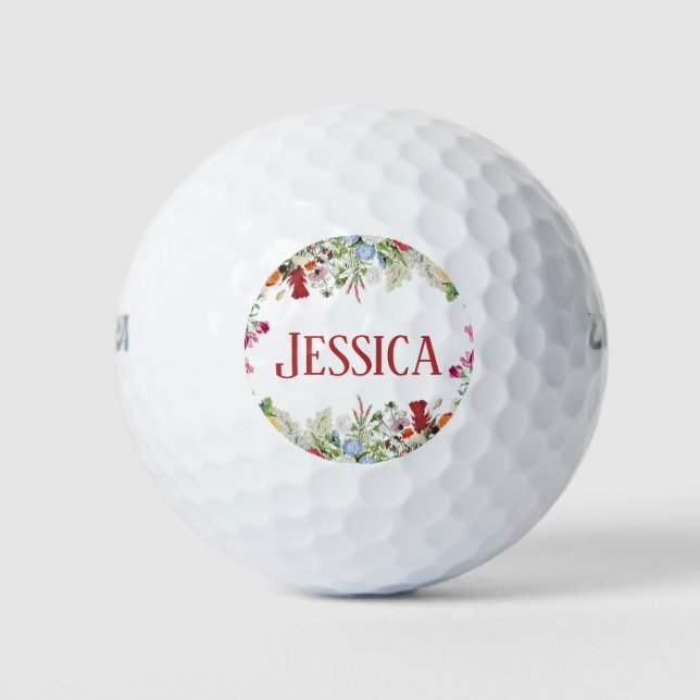 Personalisierter Blumengarten Farbige Blume Golfball (Vorderseite)