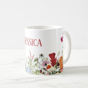 Personalisierter Blumengarten Farbige Blume Kaffeetasse