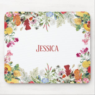 Personalisierter Blumengarten Farbige Blume Mousepad