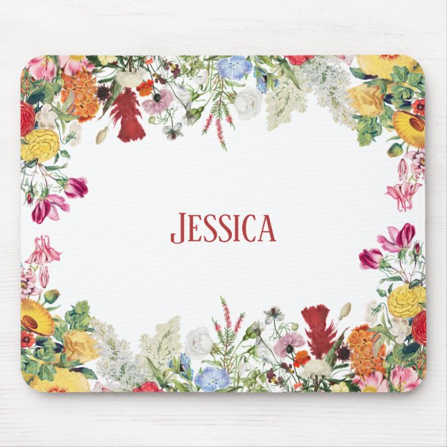 Personalisierter Blumengarten Farbige Blume Mousepad (Vorne)