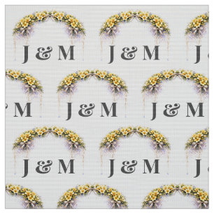 Personalisierter Blumenhochzeitsstoff mit Monogram Stoff