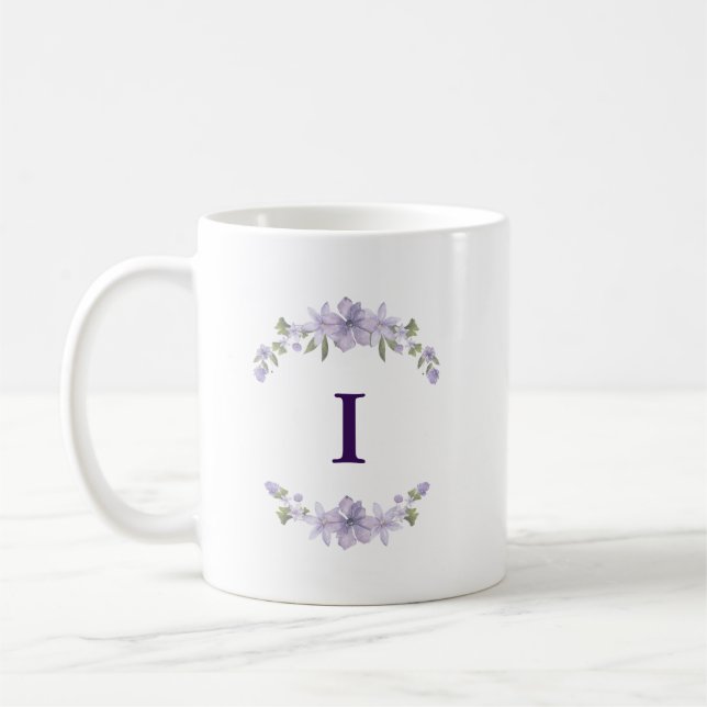 Personalisierter Blumeninitial-Becher | Geschenk f Kaffeetasse (Links)