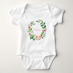 Personalisierter Blumenkranz Baby Strampler