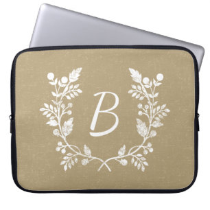 Personalisierter Blumenkranz in beigem Vintagestil Laptopschutzhülle