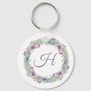 Personalisierter Blumenkranz mit Monogramm Schlüsselanhänger
