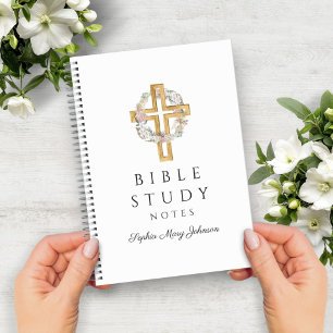 Personalisierter Blumenkranz Religiöses Kreuz Notizbuch