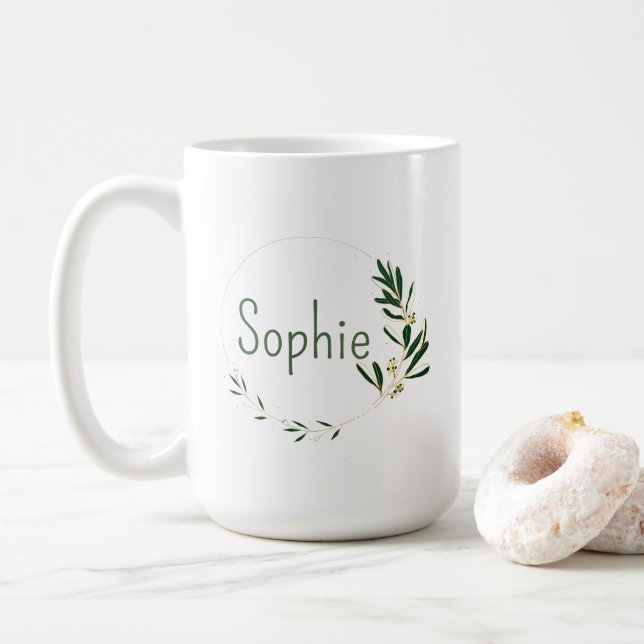 Personalisierter Blumenkranz Tasse (Mit Donut)