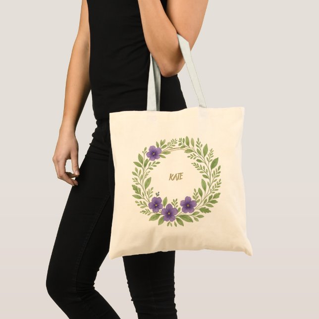 Personalisierter Blumenkranz-Tragetasche – Benutze Tragetasche (Vorderseite (Produkt))
