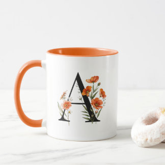 Personalisierter Blumenmonogramm-Becher Tasse